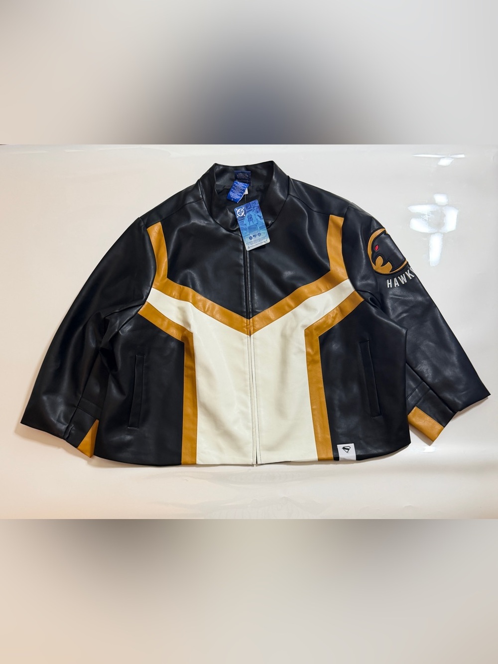 Superman 2025 Hawkgirl Color-Block Crop Faux Leather Jacket Size 5